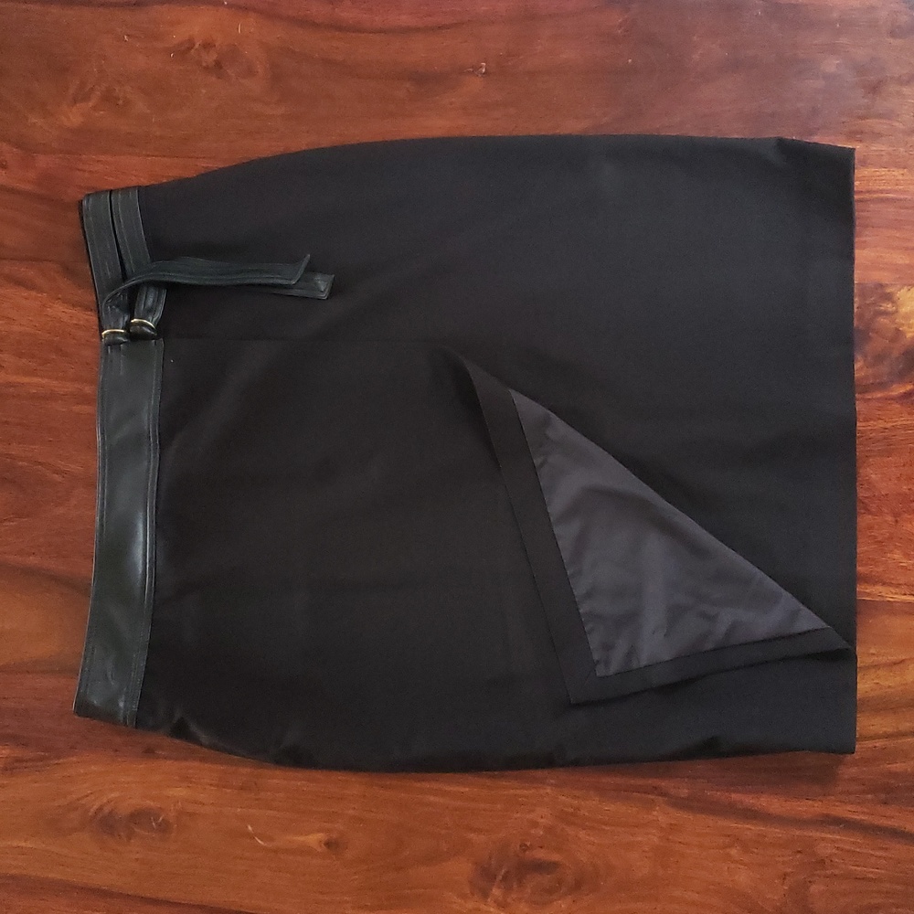 CALVIN KLEIN Black Pencil Skirt with Faux Leather Belt SIZE 14 - Picture 4 of 12
